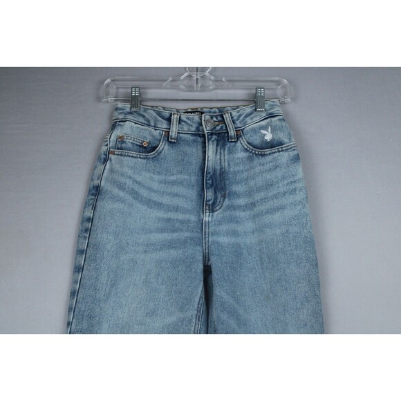 Playboy By PacSun Light Blue Jeans Medium Wash Back Slash 90’s Size 24 - Picture 13 of 16